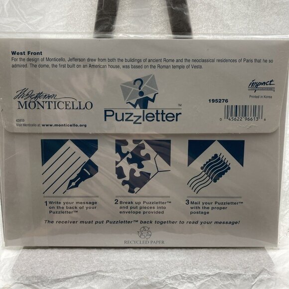 Puzzletter Thomas Jefferson Monticello Vtg Envelope NOS 4.5x6.5"‎ Secret Massage - Picture 10 of 12